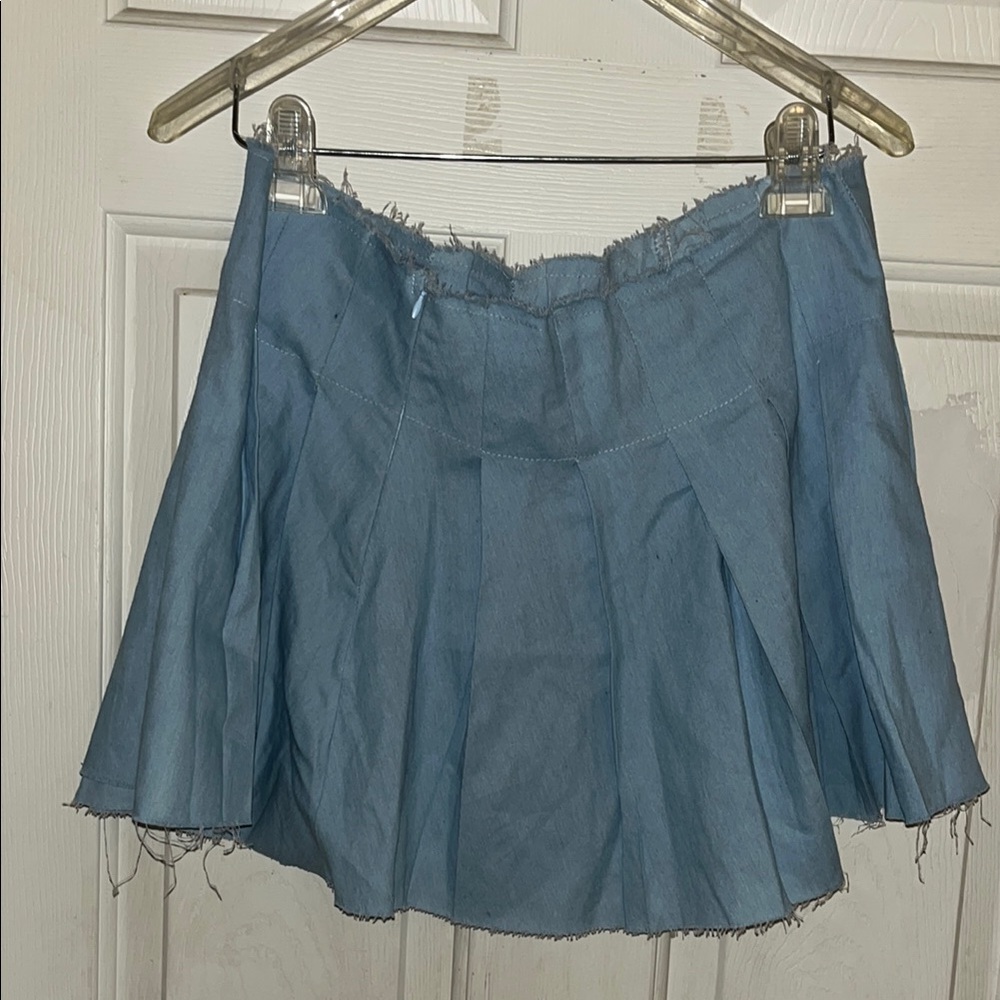 Blue Pleated Skirt
